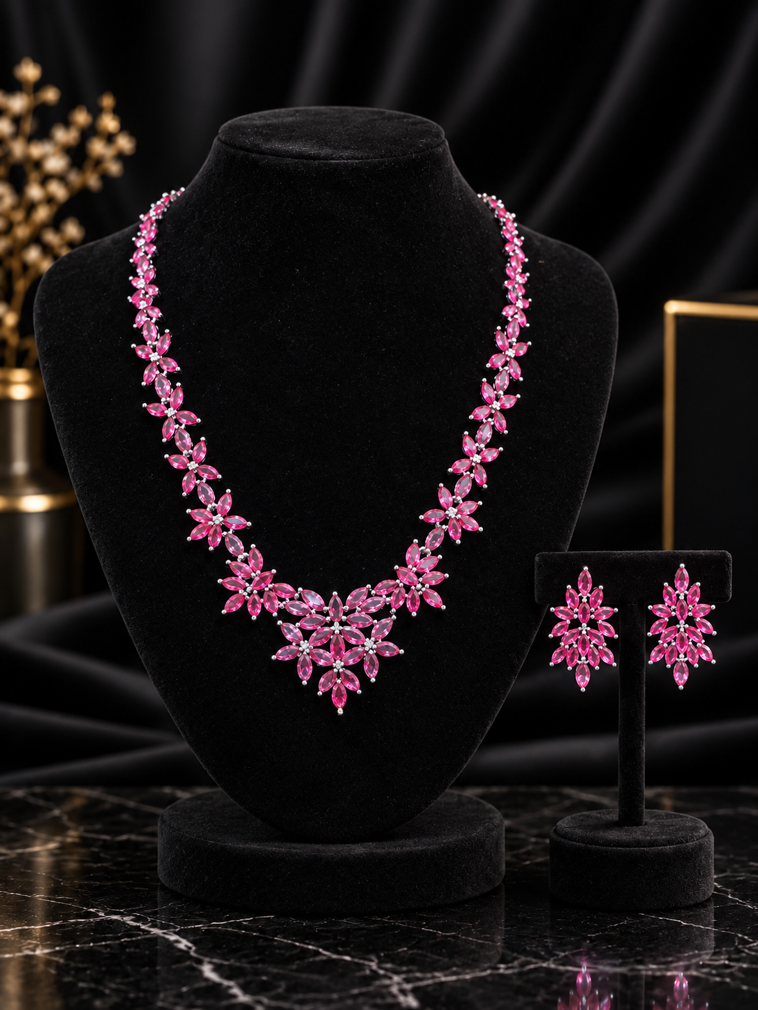 Red Floral Wing Pendant Jewelry Set (SN28)