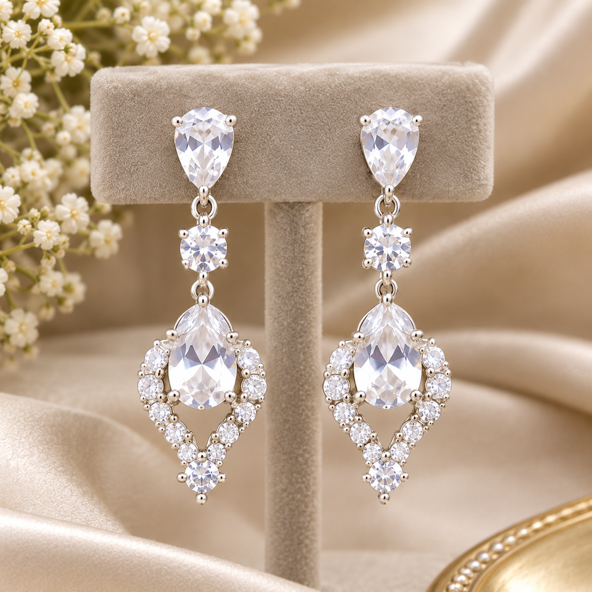 Silver Peacock Natural Zircon Gemstone Jewelry Set (SN107)