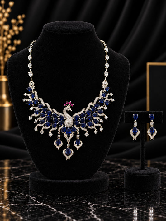 Aqua Blue Filigree Teardrop Jewelry Set (SN103)