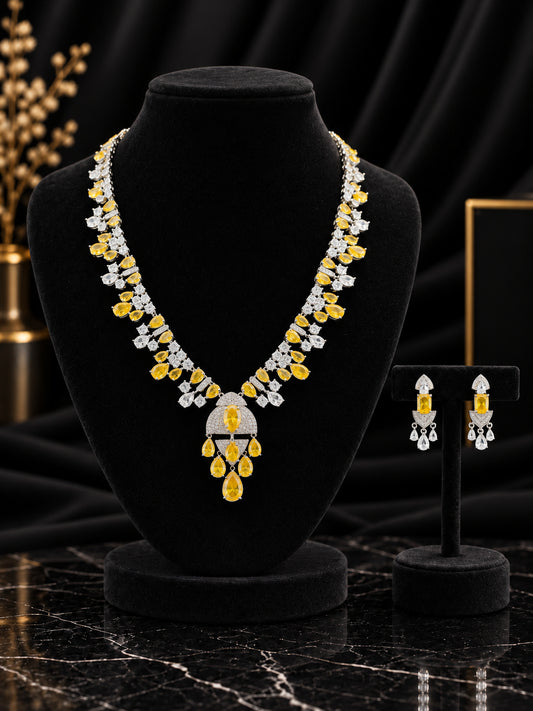 Champagne Floral Cluster Pendant Jewelry Set (SN62)