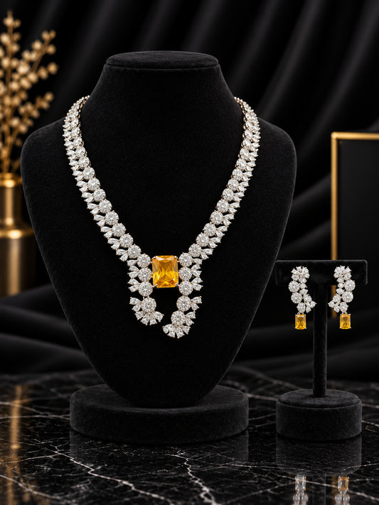 Champagne Layered Statement Crystal Jewelry Set (SN70)