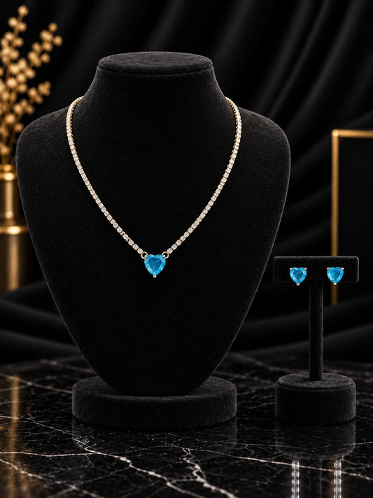 Blue Heart Pendant Jewelry Set (SN90)