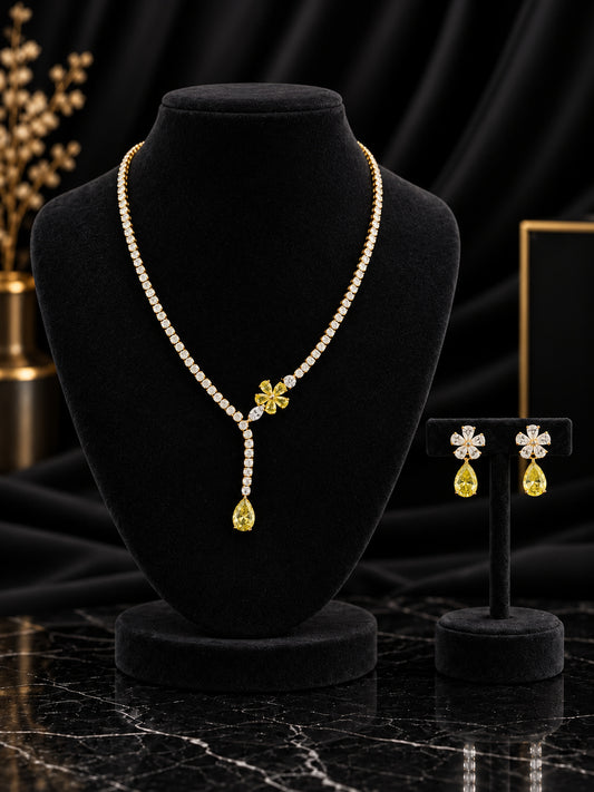 Golden White Floral Teardrop Set (SN97)