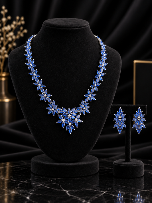 Blue Floral Wing Pendant Jewelry Set (SN29)